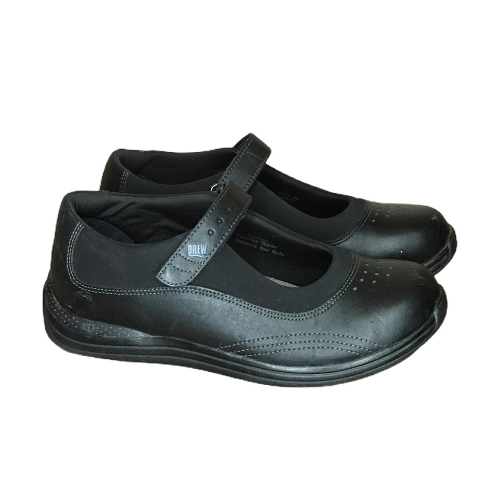 Drew Rose Mary Jane Black Leather Comfort Shoe
